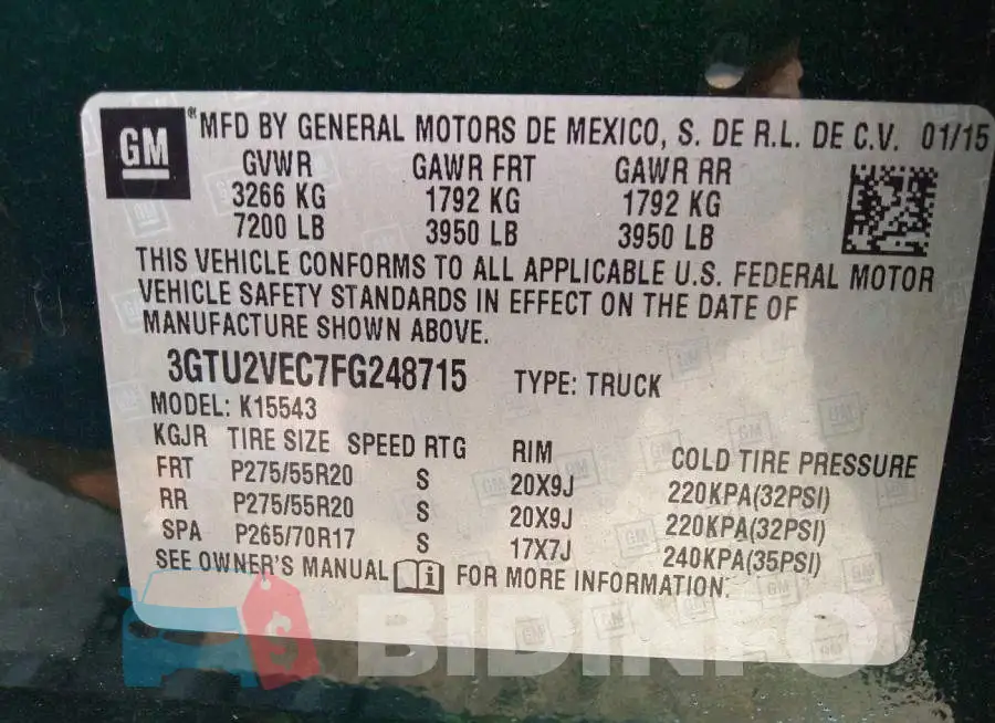 3GTU2VEC7FG248715 Photo# 9
