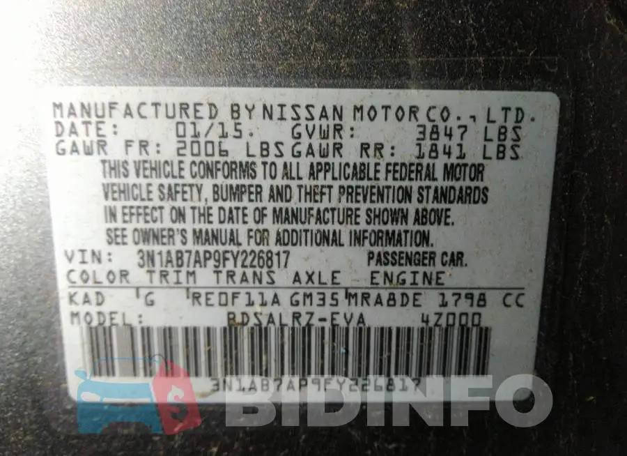 3N1AB7AP9FY226817 Photo# 9