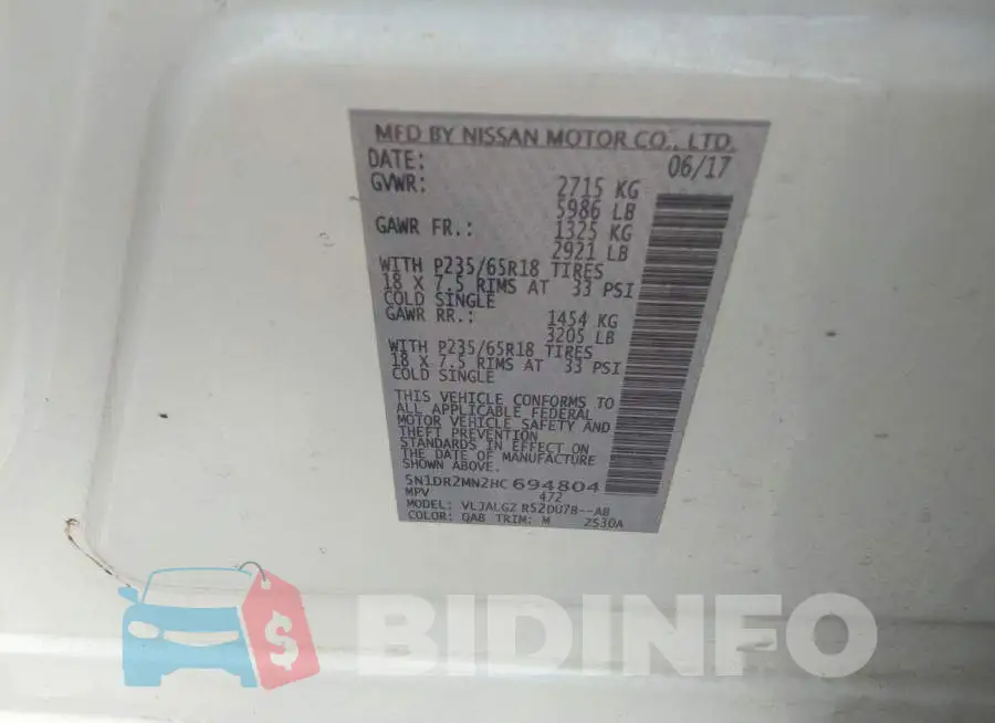5N1DR2MN2HC694804 Photo# 9