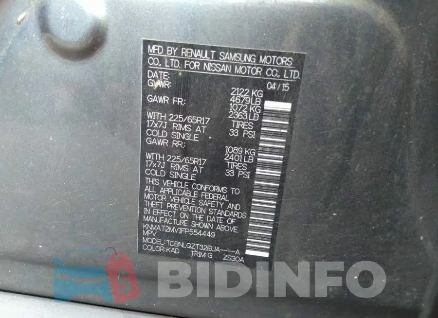 KNMAT2MV1FP554449 Photo# 9
