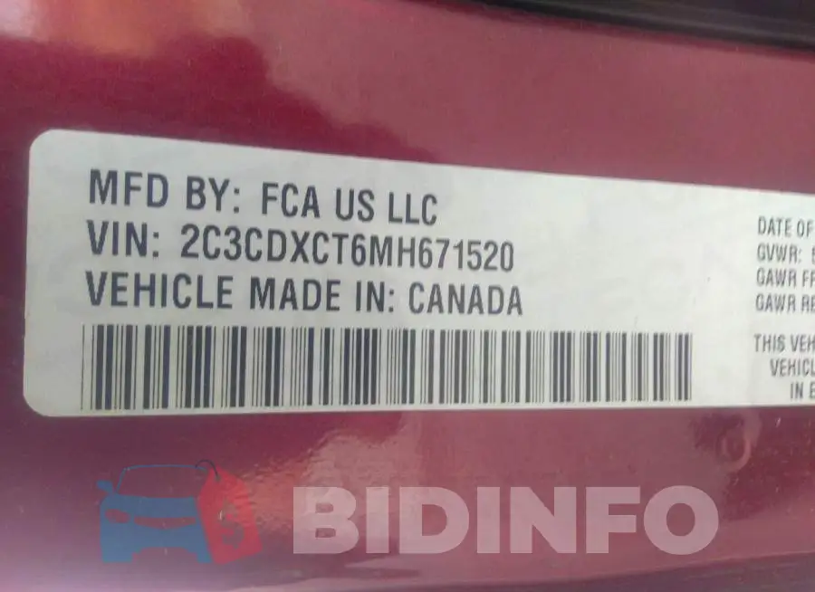 2C3CDXCT6MH671520 Photo# 9