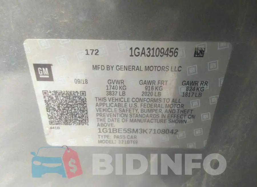 1G1BE5SM3K7108042 Photo# 9