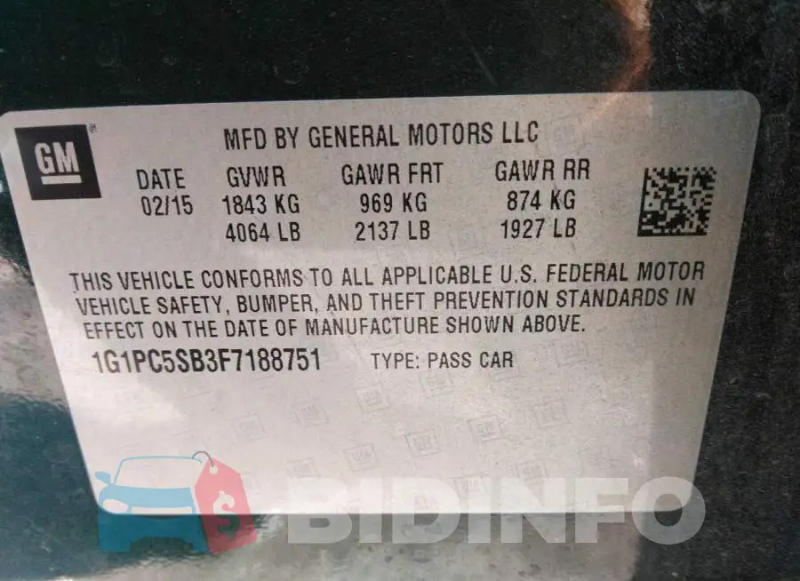 1G1PC5SB3F7188751 Photo# 9