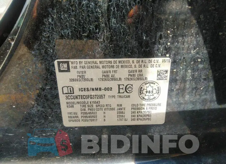 3GCUKTEC6FG372057 Photo# 9