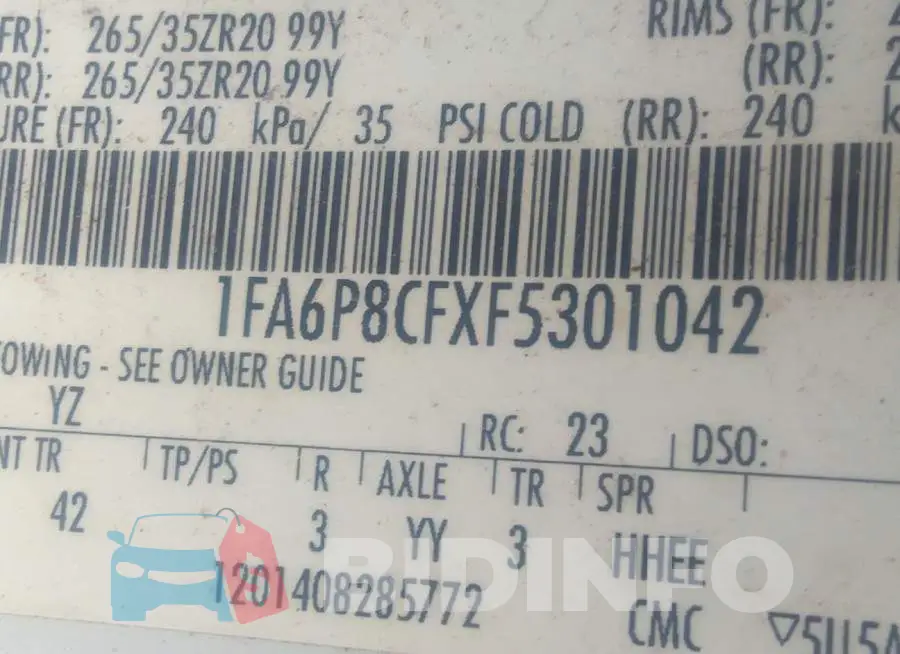 1FA6P8CFXF5301042 Photo# 9