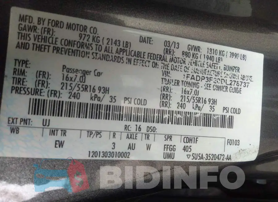 1FADP3F20DL278737 Photo# 9