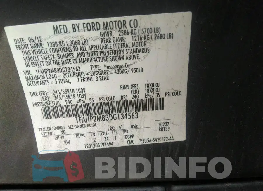 1FAHP2M83DG134563 Photo# 9