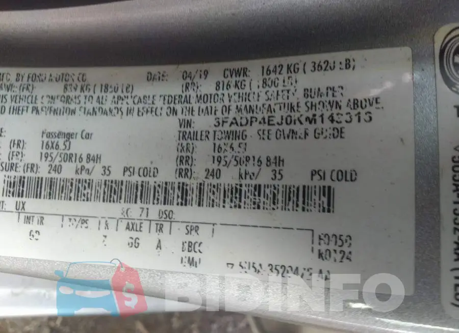 3FADP4EJ0KM143316 Photo# 9