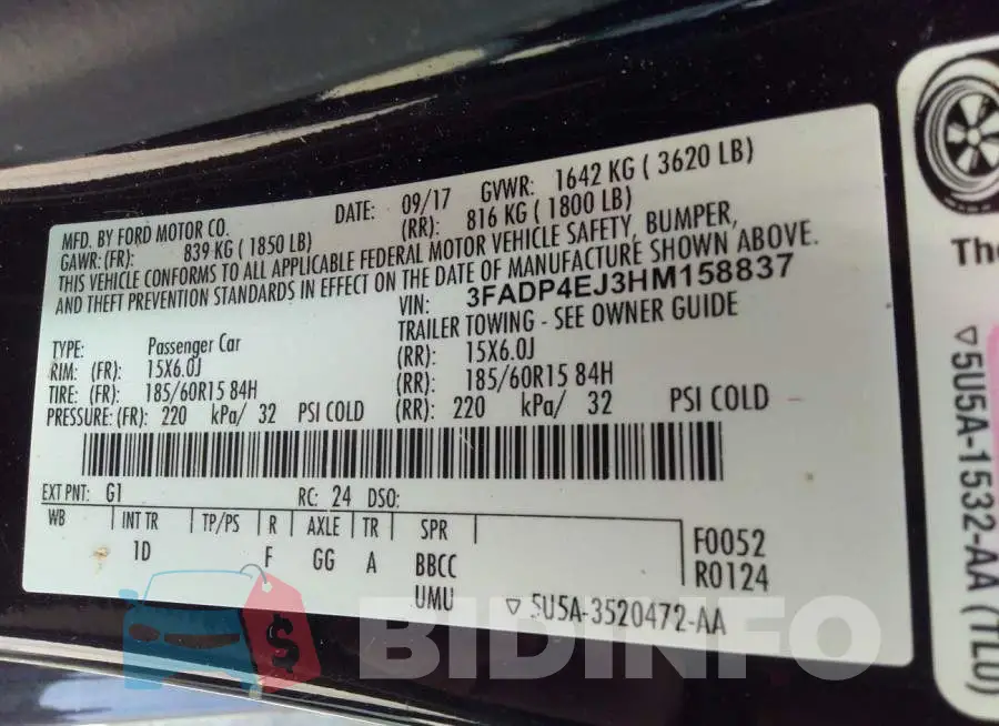 3FADP4EJ3HM158837 Photo# 9