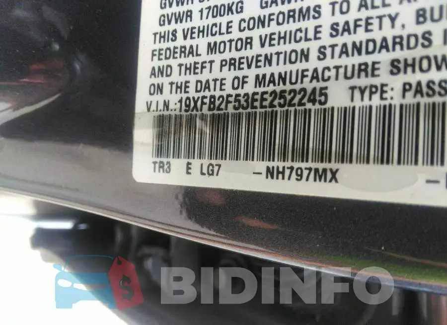 19XFB2F53EE252245 Photo# 9
