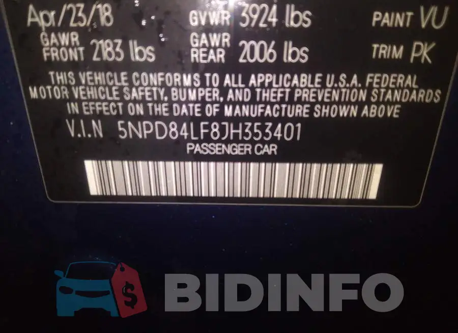 5NPD84LF8JH353401 Photo# 9