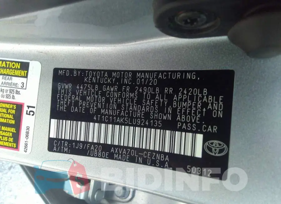 4T1C11AK5LU924135 Photo# 9