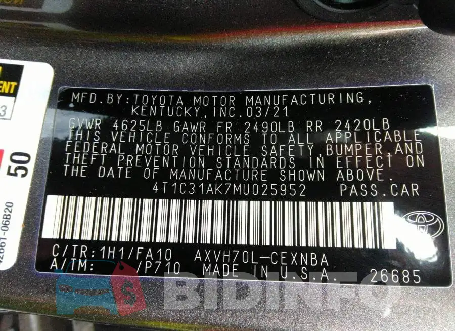 4T1C31AK7MU025952 Photo# 9