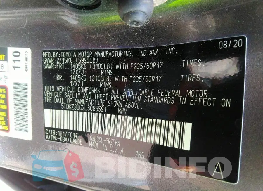 5TDKZ3DC2LS085591 Photo# 9