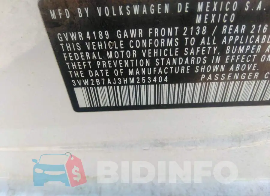 3VW2B7AJ3HM253404 Photo# 9