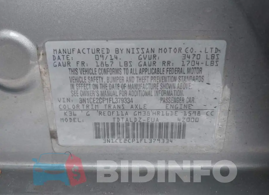 3N1CE2CP1FL379334 Photo# 9