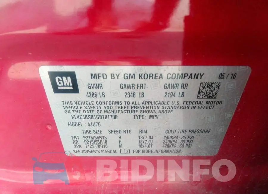 KL4CJBSB1GB701708 Photo# 9