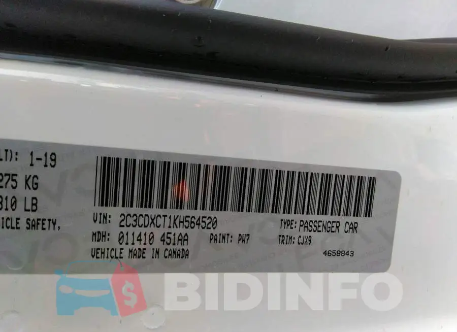 2C3CDXCT1KH564520 Photo# 9