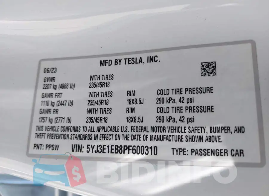 5YJ3E1EB8PF600310 Photo# 9