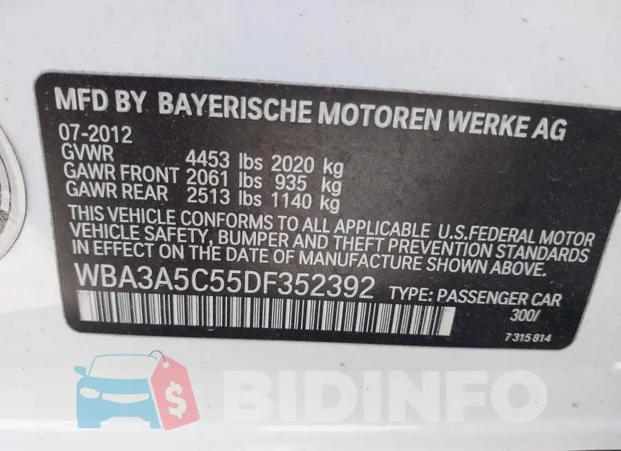 WBA3A5C55DF352392 Photo# 9