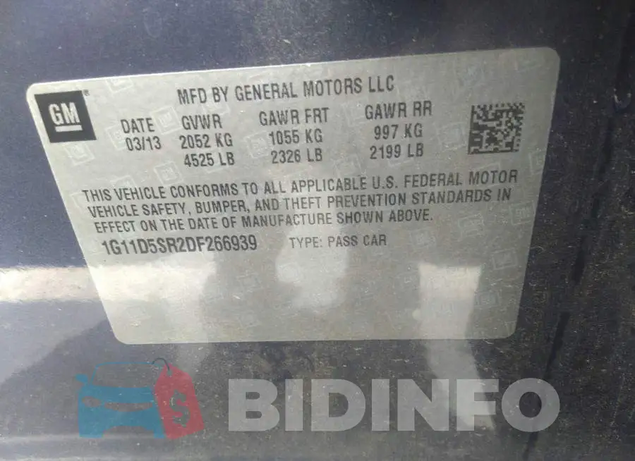 1G11D5SR2DF266939 Photo# 9
