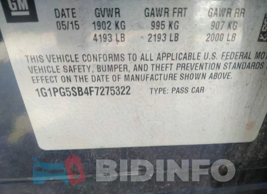 1G1PG5SB4F7275322 Photo# 9
