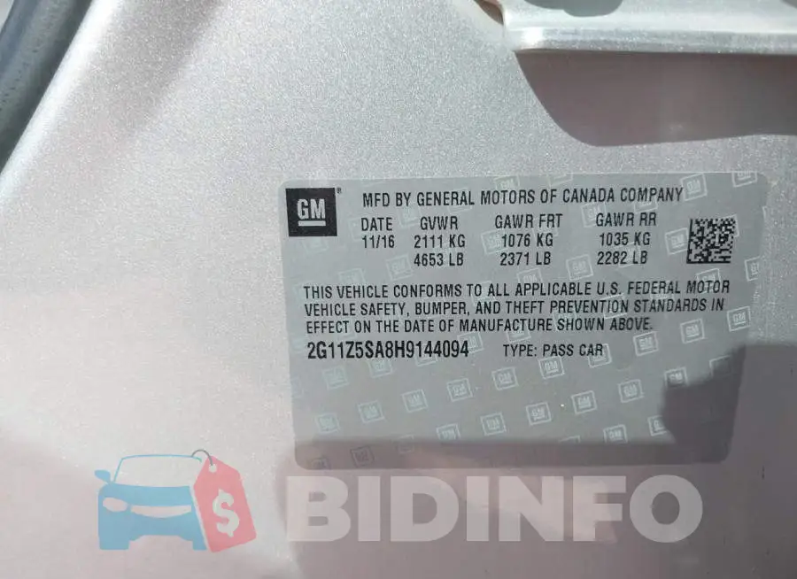 2G11Z5SA8H9144094 Photo# 9