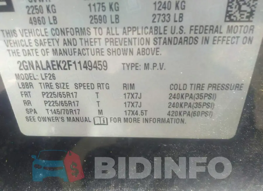 2GNALAEK2F1149459 Photo# 9
