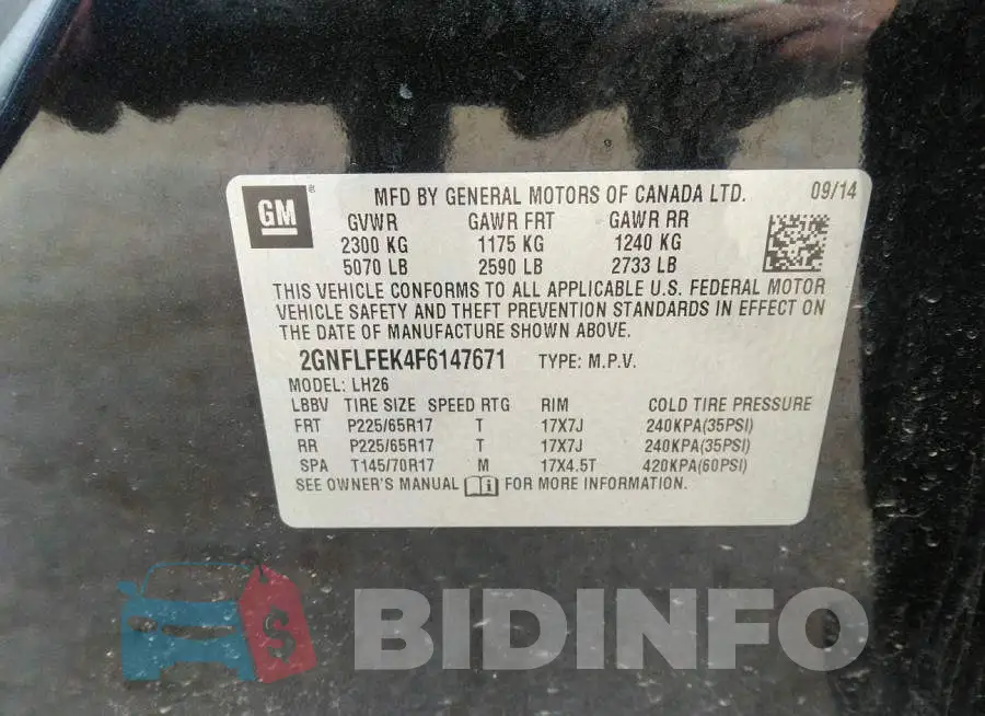 2GNFLFEK4F6147671 Photo# 9