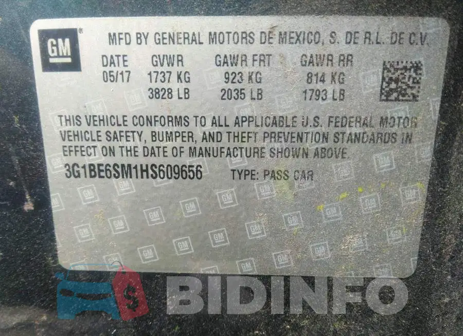 3G1BE6SM1HS609656 Photo# 9