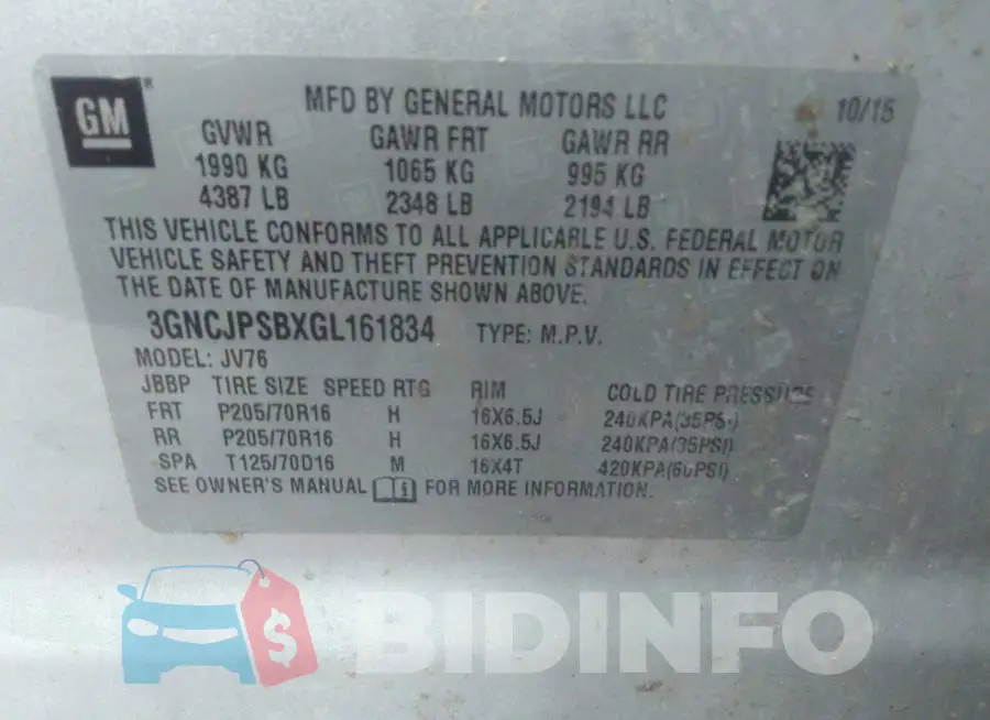 3GNCJPSBXGL161834 Photo# 9