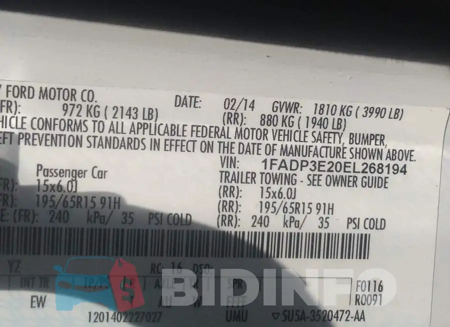 1FADP3E20EL268194 Photo# 9