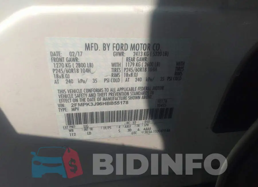 2FMPK3J96HBB55178 Photo# 9
