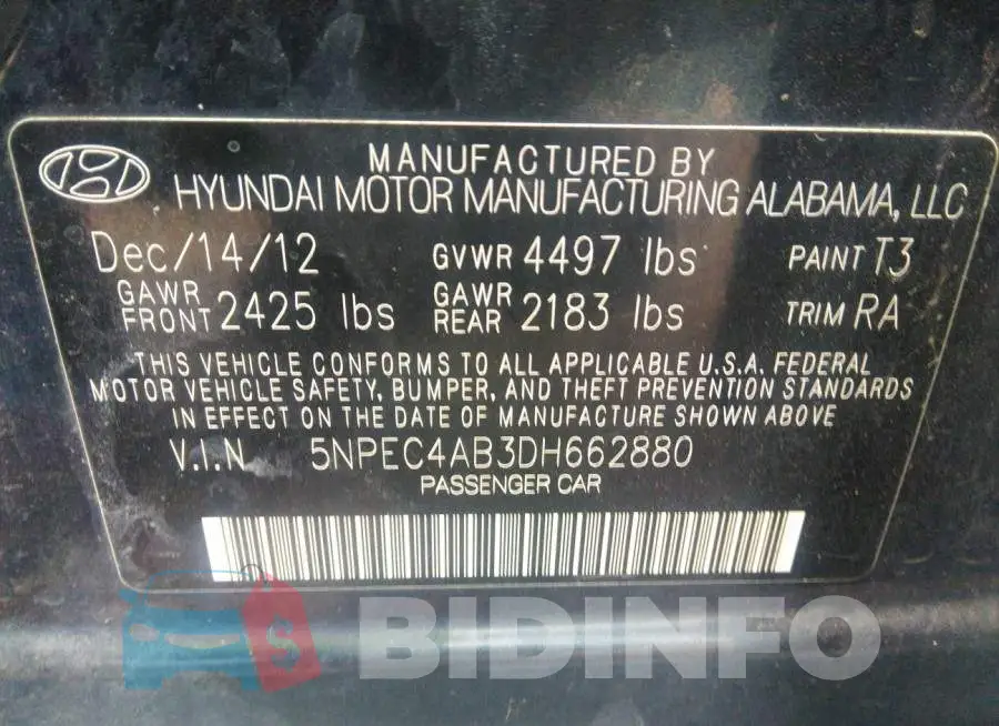 5NPEC4AB3DH662880 Photo# 9