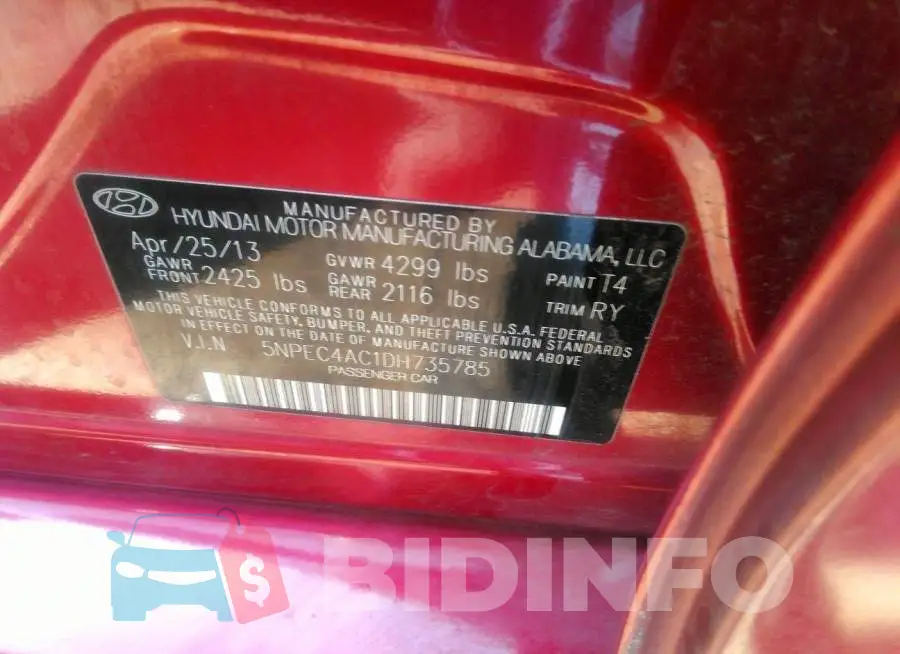 5NPEC4AC1DH735785 Photo# 9