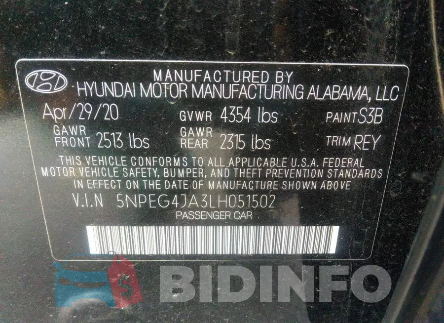 5NPEG4JA3LH051502 Photo# 9