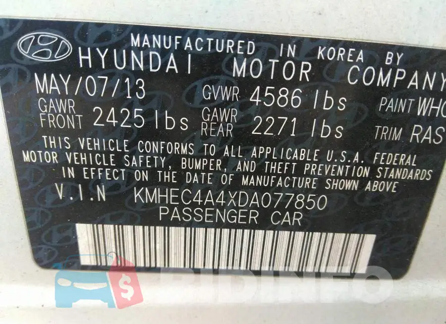 KMHEC4A4XDA077850 Photo# 9
