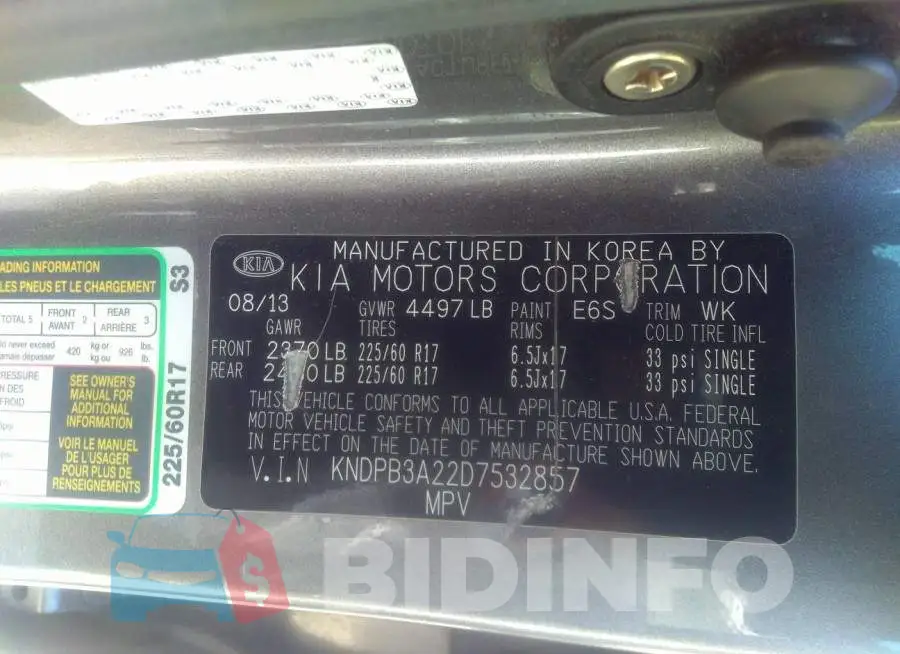KNDPB3A22D7532857 Photo# 9