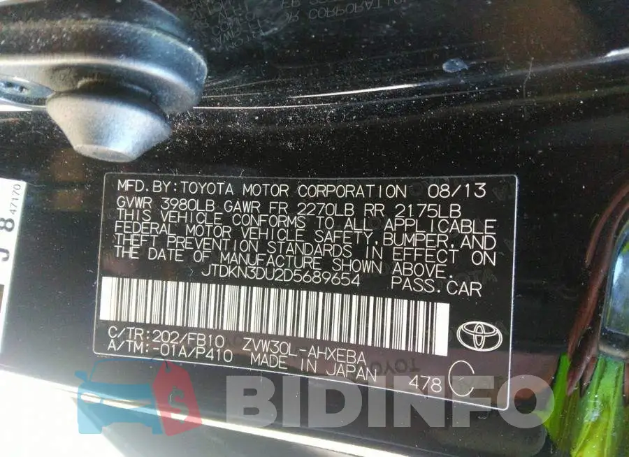 JTDKN3DU2D5689654 Photo# 9
