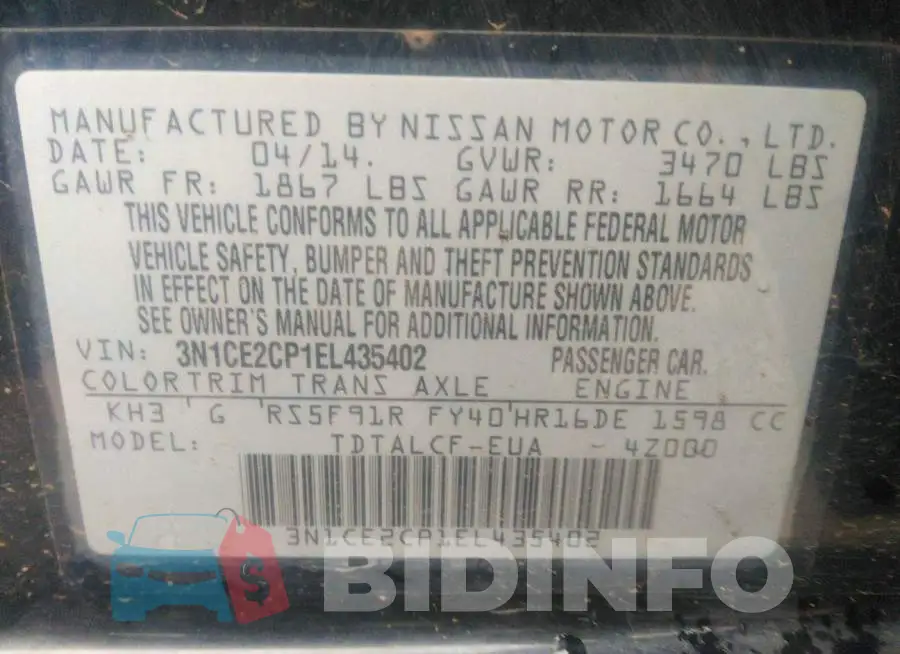 3N1CE2CP1EL435402 Photo# 9