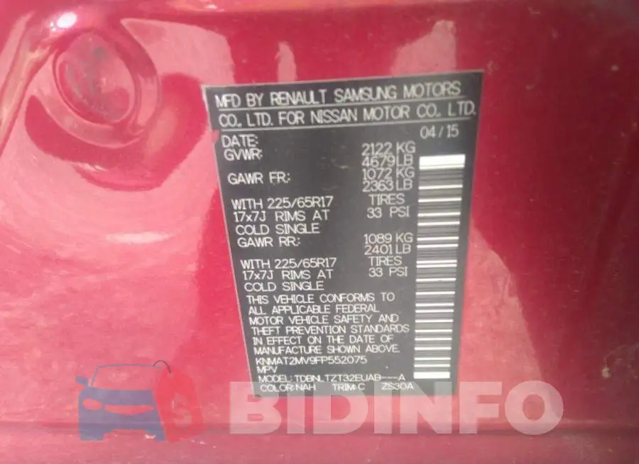 KNMAT2MV9FP552075 Photo# 9