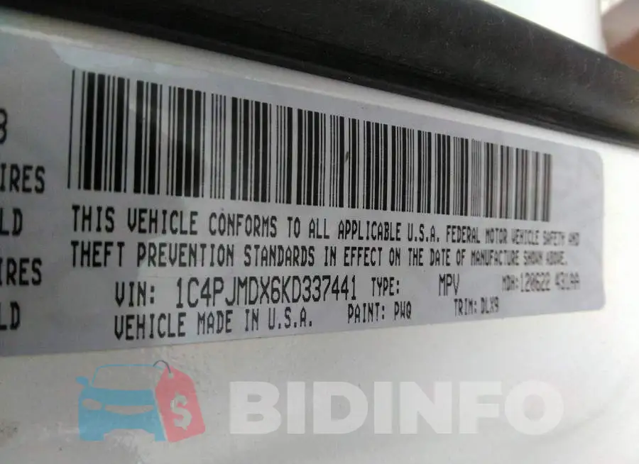 1C4PJMDX6KD337441 Photo# 9