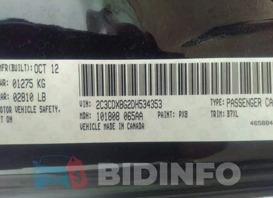2C3CDXBG2DH534353 Photo# 9