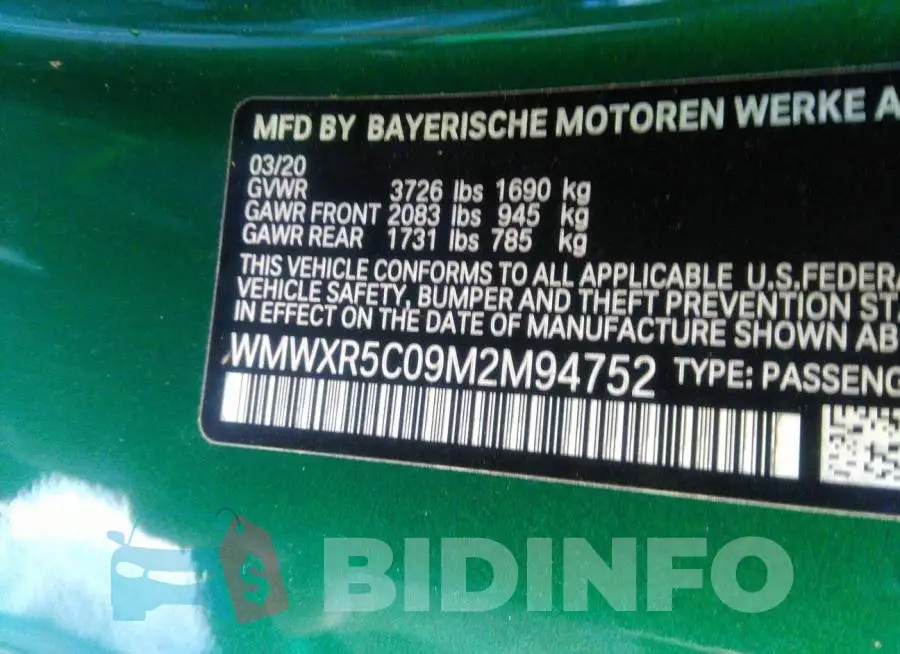 WMWXR5C09M2M94752 Photo# 9