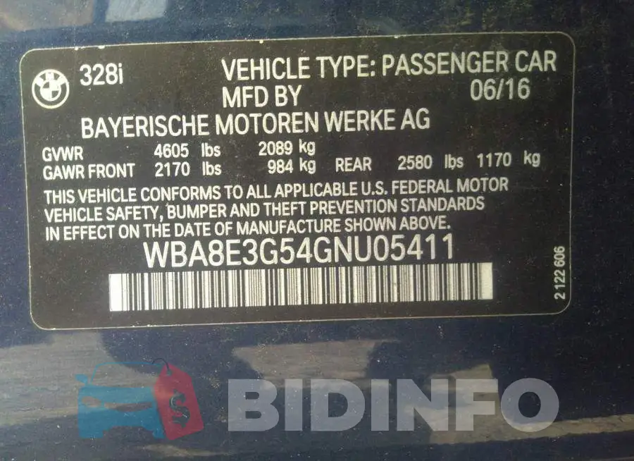 WBA8E3G54GNU05411 Photo# 9