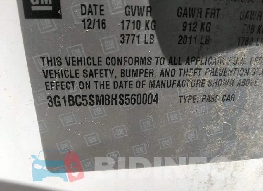 3G1BC5SM8HS560004 Photo# 9