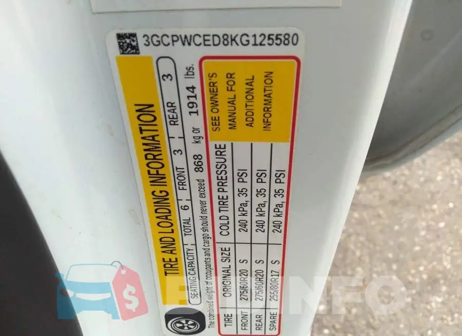 3GCPWCED8KG125580 Photo# 9