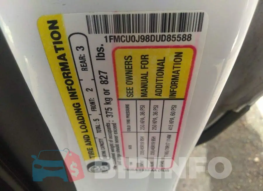 1FMCU0J98DUD85588 Photo# 9