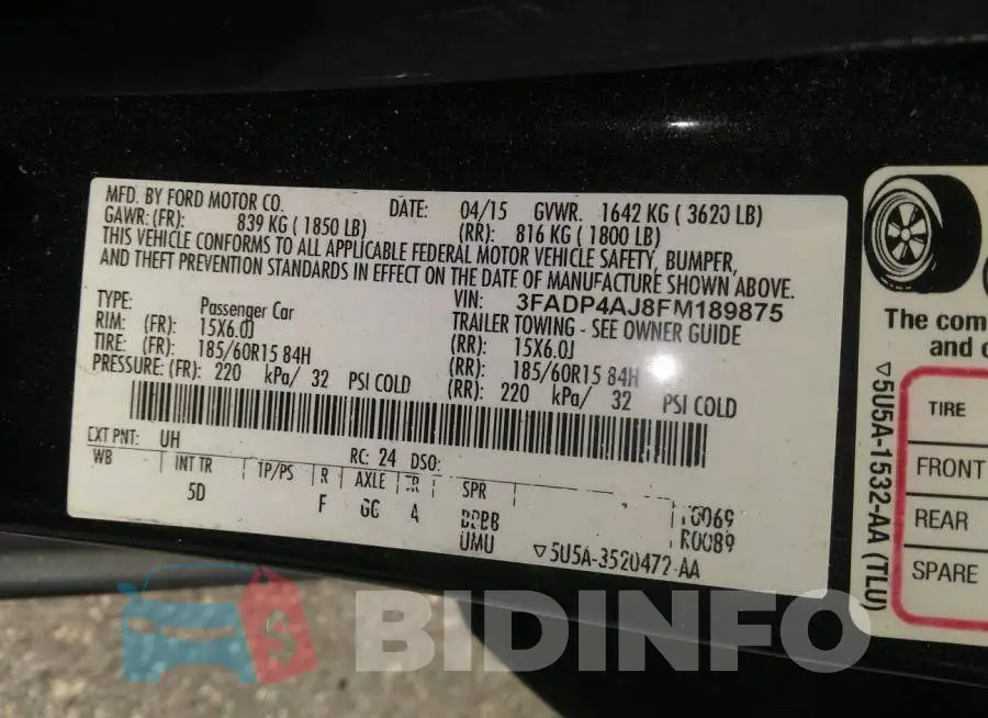 3FADP4AJ8FM189875 Photo# 9