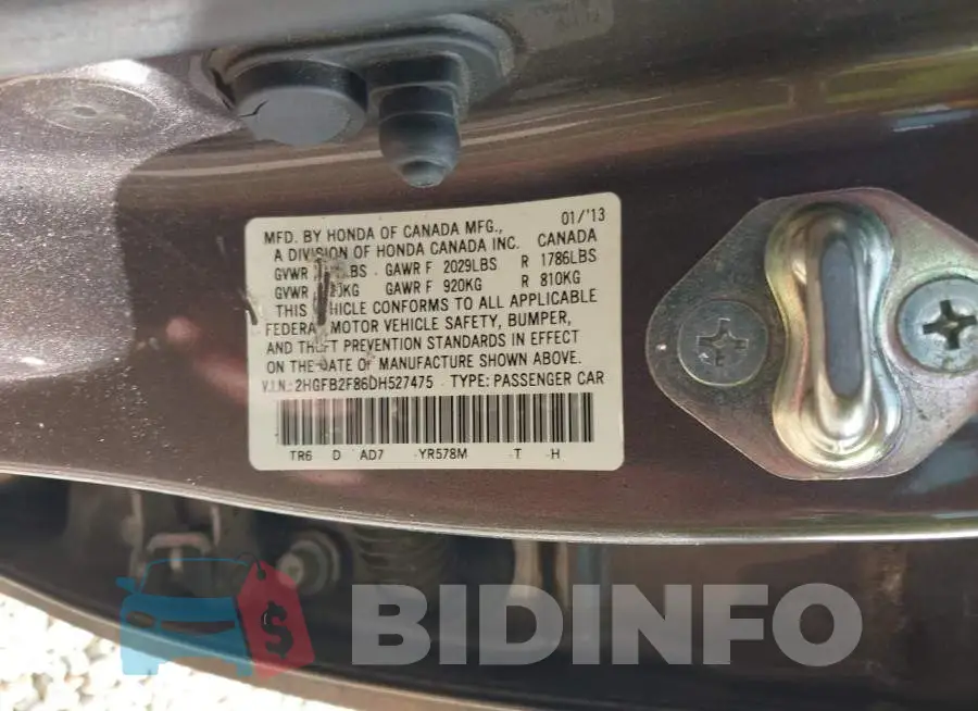 2HGFB2F86DH527475 Photo# 9